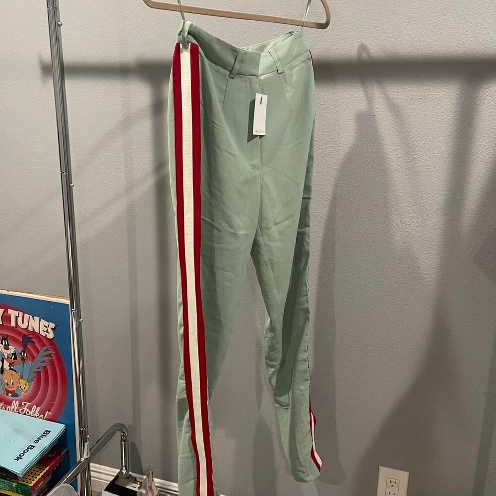C/meo collective Green and red striped high-waisted flare pants - Picture 6 of 8